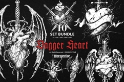 10 Bundle Dark Art Dagger Heart Stab Bleeding Wings Horror Product Image 1