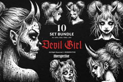 10 Bundle Dark Art Devil Girl Kids Demon Woman Face Hell Product Image 1