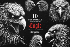 10 Bundle Dark Art Eagle Bird Head Face flying Wings Tattoo Product Image 1