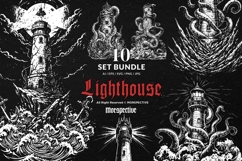 10 Bundle Dark Art Lighthouse Kraken Tentacle Clash Horror Product Image 1