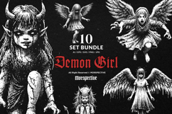 10 Bundle Dark Art Devil Girl Kids Demon Woman Face Hell Product Image 1