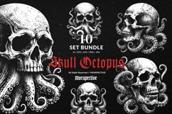 10 Bundle Dark Art Skull Octopus Demon Devil Head Kraken Product Image 1