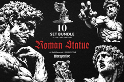 10 Bundle Dark Art Roman Statue Gods Head Face Sculptures Product Image 1