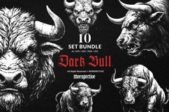 10 Bundle Dark Art Bulls Beast Animal with Horn Tattoo Product Image 1