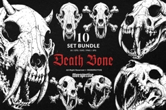 10 Bundle Dark Art Death Bone Skull Head Animal Beast Fang Product Image 1