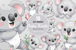 15 Bundle Watercolor Baby Koala Animal Sleeping Kids Cartoon Product Image 1