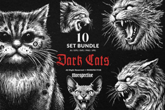 10 Bundle Dark Art Cats Gothic Horror Kitten Skeleton Skull Product Image 1