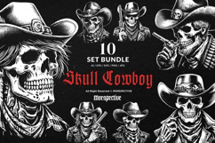 10 Bundle Dark Art Skull Cowboy Skeleton Vintage Sheriff Product Image 1