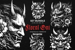 10 Bundle Dark Art Oni Mask Floral Rose Japanese Demon Devil Product Image 1