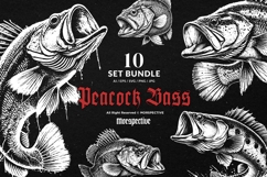 10 Bundle Dark Art Peacock Fishing Bass Jumping Fish Tattoo Product Image 1