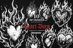 10 Bundle Dark Art Heart Burn Fire Flame Burning Skull Product Image 1
