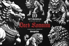 10 Bundle Dark Art Komainu Statue Japanese Lion Dog Gurdian Product Image 1