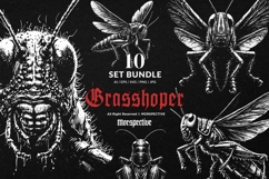 10 Bundle Dark Art Grasshopper Insect Animal Scary Tattoo Product Image 1
