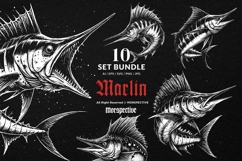 10 Bundle Dark Art Marlin Fish Animal Fishing Sport Sea Product Image 1