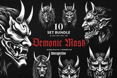 10 Bundle Dark Art Japanese Demonic Hannya Mask Oni Skull Product Image 1