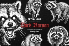 10 Bundle Dark Art Racoon Scary Gothic Horror Animal Tattoo Product Image 1