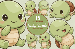 15 Bundle Watercolor Baby Turtle Cute Turtle Ocean Animal Product Image 1