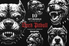 10 Bundle Dark Art Pitbull Dog Beast Fangs Angry Scary Product Image 1