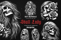10 Bundle Dark Art Skull Lady Girl with Rose Women Skeleton Product Image 1