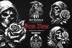 10 Bundle Dark Art Skull Grim Reaper Rose Death Angel Product Image 1