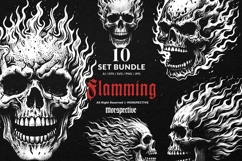 10 Bundle Dark Art Flamming Skull Fire Burning Tattoo Product Image 1