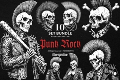 10 Bundle Dark Art Punk Rock Skull Mohawk Rebel Music Anarch Product Image 1