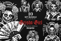 10 Bundle Dark Art Geisha Girl Japanese Anime Rose Women Product Image 1