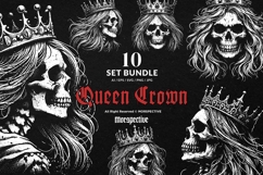 10 Bundle Dark Art Skull Queen Crown Royal Girl Woman Tattoo Product Image 1