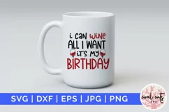 I can wine all I want its my birthday - Birthday SVG EPS DXF Product Image 1