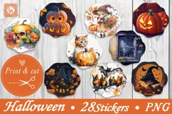 28 Halloween Stickers |Printable cutting PNG Product Image 1