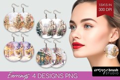 Christmas City Round Earrings - Cozy Christmas PNG Product Image 1