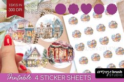 Christmas City Round Sticker - Cozy Christmas Printable Product Image 1