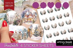 Christmas City Round Sticker - Cozy Christmas Printable Product Image 1
