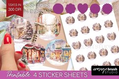 Christmas City Round Sticker - Cozy Christmas Printable Product Image 1