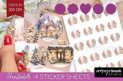 Christmas City Round Sticker - Cozy Christmas Printable Product Image 1