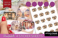 Christmas City Round Sticker - Cozy Christmas Printable Product Image 1
