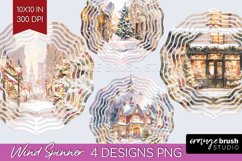 Christmas City Wind Spinner Sublimation PNG - Cozy Christmas Product Image 1