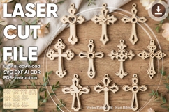 Cross Laser Cut Bundle, SVG Christian Ornament Vector Set Product Image 1