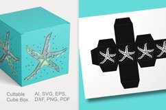 Starfish Cuttable Cube Gift Box with Holes SVG Product Image 1