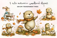 Cute Autumn Woodland Clipart PNG Product Image 1