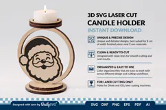 Cute Christmas Candle Holder SVG | Laser Cut Decor Product Image 3