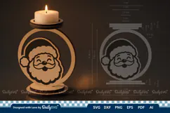 Cute Christmas Candle Holder SVG | Laser Cut Decor Product Image 1