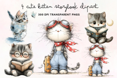 Cute Kitten Storybook Clipart PNG Product Image 1