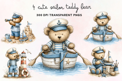 Cute Sailor Teddy Bear Clipart PNG Product Image 1