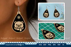 Cute Winter Animal Earring SVG | Laser Cut Jewelry Product Image 2