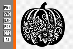 Floral Flowers Pumpkin SVG Designs, Fall SVG, Thanksgiving Product Image 3