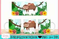 Sloth Mom Mug Wrap PNG| Cute Animal Mug Templates Product Image 3