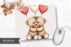 Teddy Bears in Love Mouse Pad PNG Design Product Image 1