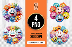 Colorful Happy Faces Circle Clipart Sublimation PNG Product Image 1