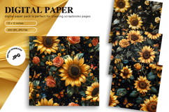 Sunflower Background Wallpaper Digital Paper Wall Art Product Image 1